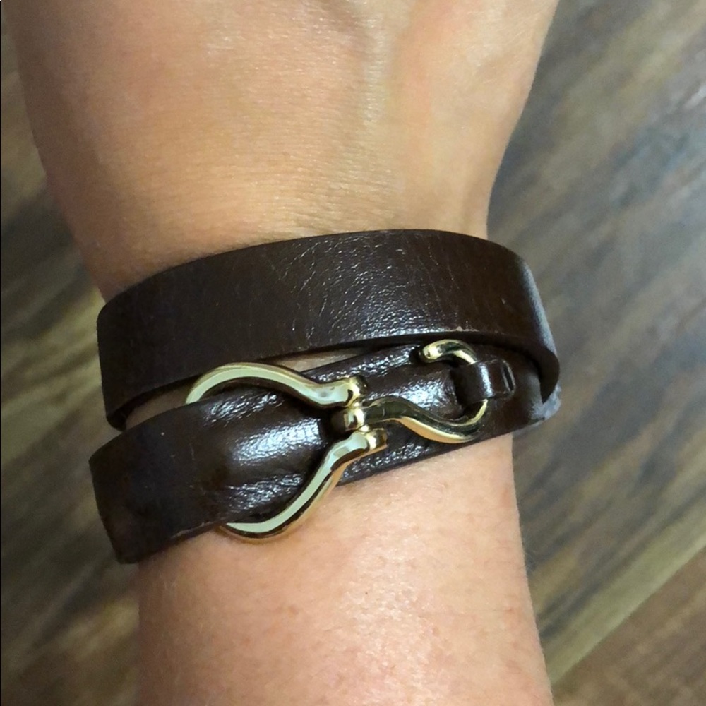 Cole Haas Brown Leather Wrap Bracelet